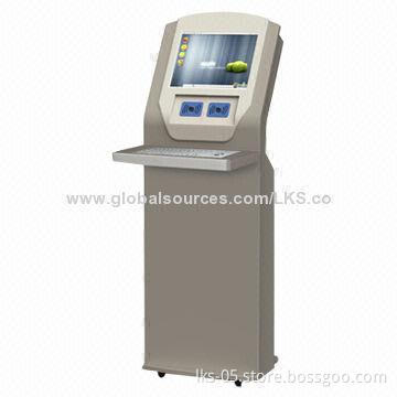 Keyboard Kiosk with 19-inch Touch Screen and Writing Pad